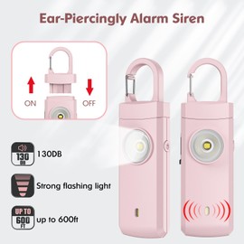 ANKOSHUN Rechargeable Personal Alarm for Women - 2 Pack Christmas Birthday Gifts for Women, Daughter, College Student, Teen Girl, Night Workers, Elders, Kids, Siren Alarm, USB Charging, Aqua&Pink