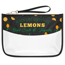 Lemon Gifts for Lemon Lover Makeup Bag Inspirational Gifts for Her Women PVC Transparent Cosmetic Bag Lemons Theme Travel Zipper Toiletry Pouch Best Friend Sister Nieces Birthday Graduation Gifts