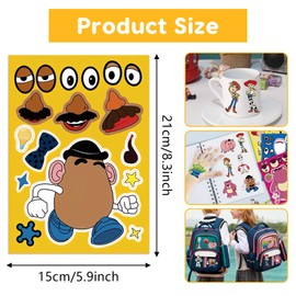 24 PCS Cartoon DIY Make a Face Stickers, Toy Inspired Story Stickers, Fun DIY Stickers for Party Bag Decorations Make Your Own Stickers for Kids Birthday Party Favor Supplies Craft