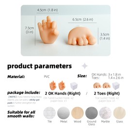 2PCS Cute Hanging Toothbrush Holder, OK Hand Wall Hanging Utility Suction Hooks, Multi-Function Bathroom Kitchen Decor, Cool Fun Gag Gift Shower Holder for Bathroom Kitchen Living Room (2 OK Hands)