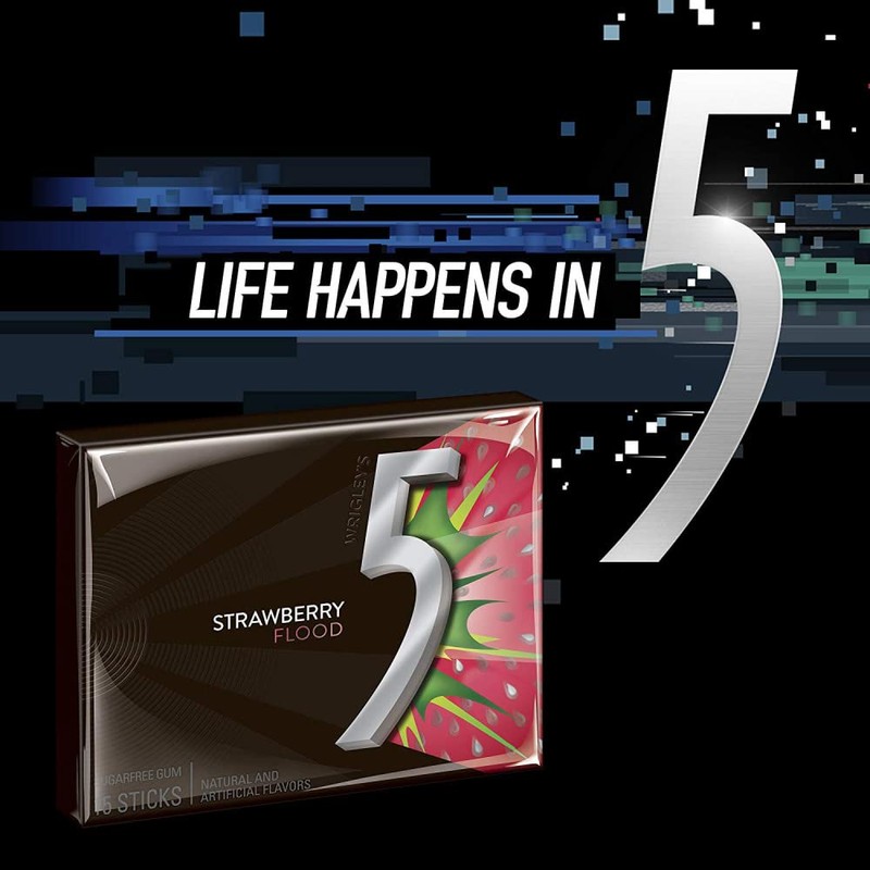 5 Gum Sour Strawberry Sugar Free Chewing Gum Bulk Pack,