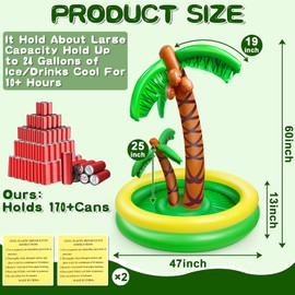 5 Ft Tall Inflatable Palm Tree Cooler with 2 Sized Trunks 170+ Cans Super Large Capacity Luau Hawaiian Birthday Party Supplies Decoration Drink Containers Tropical Themed Summer Outdoor Drink Cooler