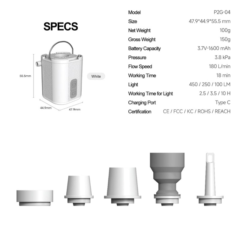 NeovaNex GIGA Tiny Pump :3-in-1 One Button Click Inflation &