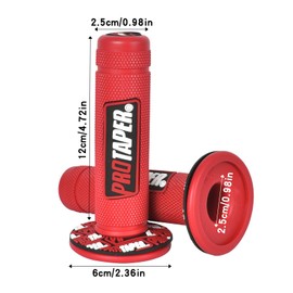 KYSUN 1 Pair Rubber Handlebar for Motorcycle, 22mm/24mm Motorcycle Handlebar Grips for Motorcycle Handlebar Cross, Pitbike, Enduro, Non-Slip and Durable (Red)