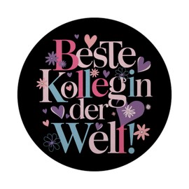 Best Colleague Magnet with Bottle Opener Round World Illustration on Black Background Bright Colours Typography