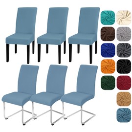 Yugarlibi Chair Covers, Set of 6, Stretch Chair Covers, Swing Chair, Elastic Covers, Chair Cover, Removable, Washable Chairs, Protection for Kitchen, Restaurant, Hotel, Banquet, Wedding (Grey Blue, 6