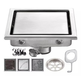 Dolores Coladera De Acero Inoxidable Invisible Piso Desagüe 11x11cm