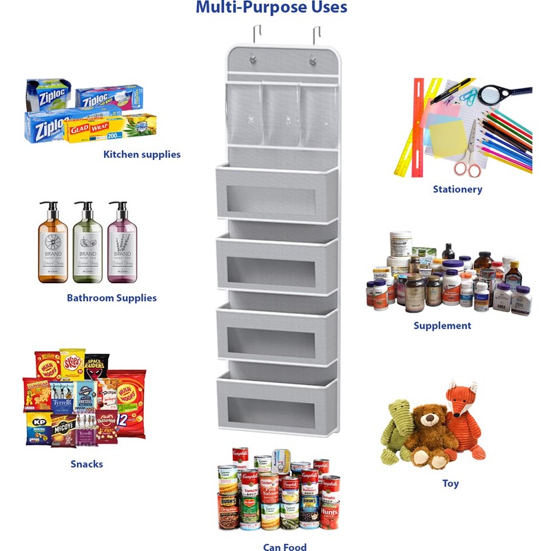 Simple Houseware 4 Clear Window Pocket Over Door Storage Hanging