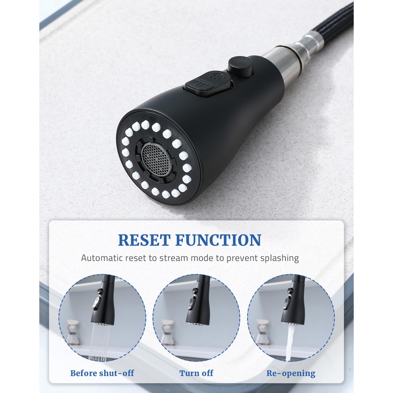 Kitchen Faucet Head Replacement with 15 Adapters - 3 Functions