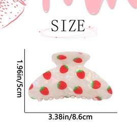 Strawberry Hair Claw Clips for Women Large Hair Clips for Thick Thin Summer Hairpins Aesthetic Jaw Barrettes Cute Strawberry Pattern Claws Fruit Claws Hair Accessories