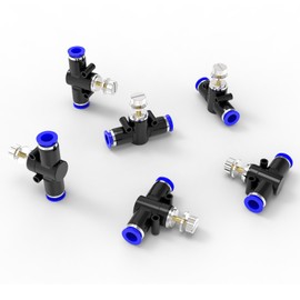 EterMutable LSA4 6Packs 4MM OD Blue Quick-Connect Pneumatic Fittings – Push-to-Connect Air Hose Couplers, Push to Connect Fittings Quick Connect Pneumatic Ball Valve