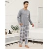 TeJoyce Mens Pyjamas Set Cotton Long Sleeve and Checked Pants
