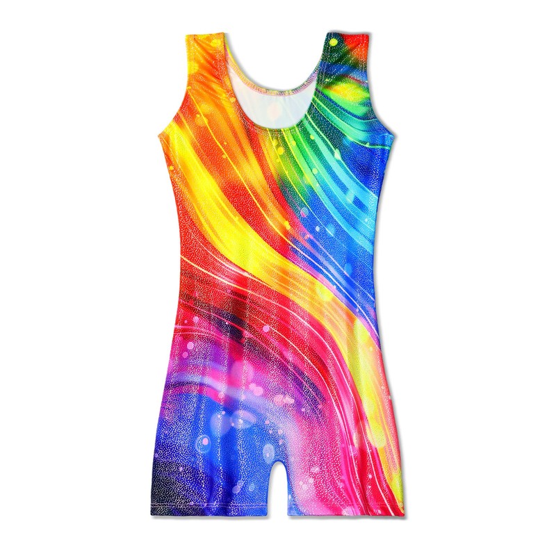 Gymnastics Leotards for Girls 8-9 Years Old Sparkly Rainbow Ray