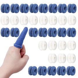 VEGCOO 35 PCS Finger Bandages, Tubular White and Blue Cotton Finger Cots, Finger Roll Tubular Bandage, Finger Stall for Finger Sprains Swelling, Scald Protection, Gardening Work