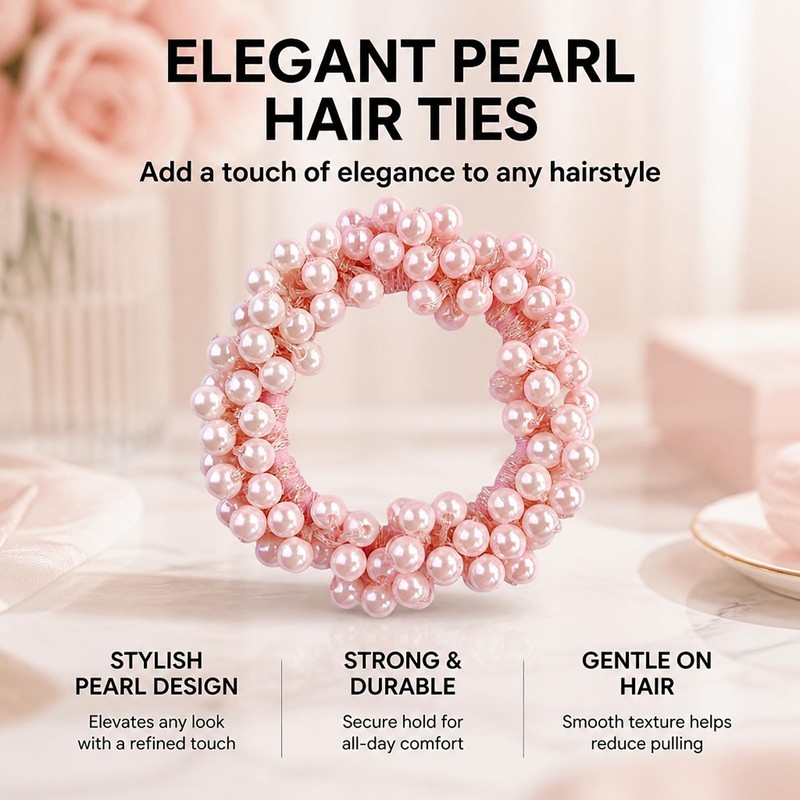 Hair Accessories Set - Pearl Hair Tie - Bow Clips