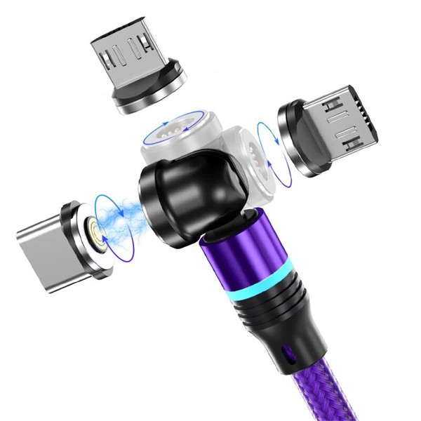 Magnetisches Ladekabel 3A Schnelles Aufladen & Datensynchronisation 1M/2M Magnet-USB-Kabel 360°+180°