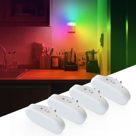 DORESshop RGB Night Lights Plug into Wall, 4 Pack Dusk to Dawn Color Changing Night Light Night Light for Bedroom, Kids Room