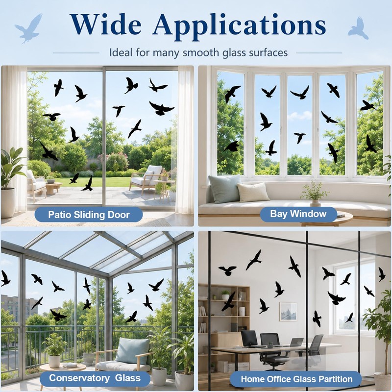 Qufiiry 37 Pack Anti-Collision Window Stickers for Birds, PVC Static