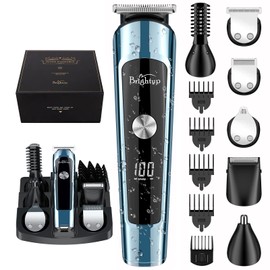 Brightup Brightup Beard Trimmer for Men, IPX7 Waterproof Mens Grooming Kit with Cordless Hair Clippers, Electric Razor with LED Display, Shavers for Mustache, Body, Face, Ear, Nose Hair Trimmer, Gifts for Men