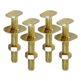 Toilet Seat Bolts and Screws Set 5/16 x 2-1/4 Inch Heavy Duty Brass Hinge Bolts with Plastic Nuts and Brass Washers Top Mount Toilet Seat Hardware Replacement (Pack of 4)