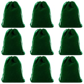 Snadulor 20 Pcs Solid Color Velvet Drawstring Bags for Jewelry Party Favor Gift Velvet Bags Wedding Favors,Candy Bags,2.8"x3.6",Green