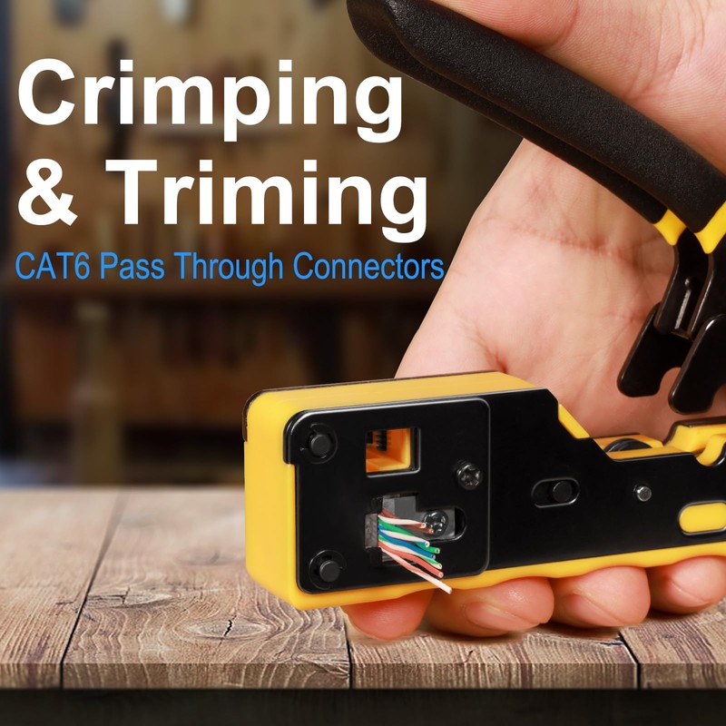 Lsoar RJ45 Crimper Pass Through RJ45 Crimp Tool Kit