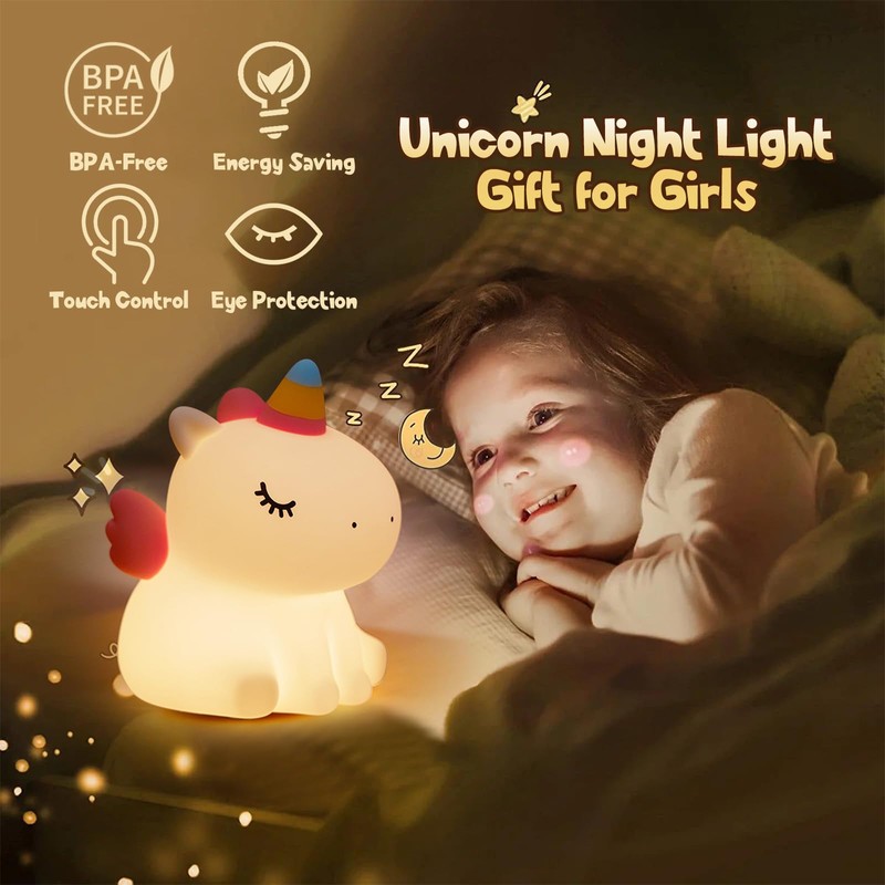 GIBOHOM Children's Night Light Unicorn Night Lamp