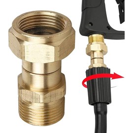 M22 x 14mm Brass Pressure Washer Swivel Joint Anti Twist Metric Connection for Pressure Washer Gun Hose 3000 PSI (Brass)