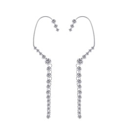 KOEMCY 1 Pair Ear Cuffs for Women Girls Cuff Earrings Tassel Dangle and Dropping Earring Cubic Zirconia Crystal Butterfly Star Wrap Crawler Earrings No Piercing Ear Wrap Around Earrings (Silver#4)