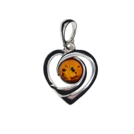 Artisana-Schmuck Amber Heart Pendant 925/000 Sterling Silver, 925/000 sterling silver Baltic Amber, Amber