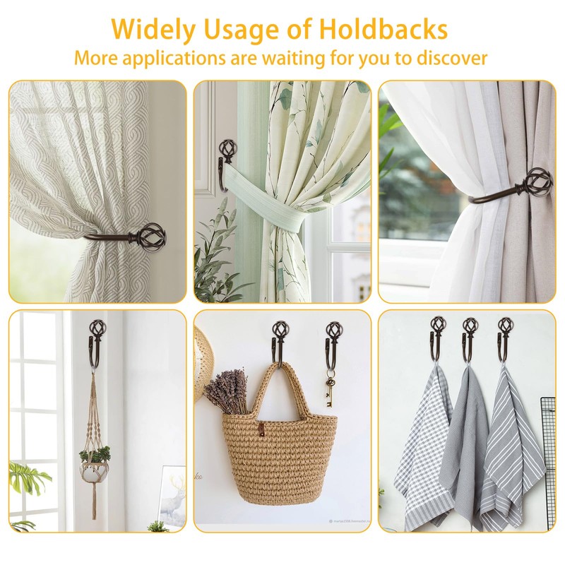 2 Pack Bronze Curtain Holdbacks, USFOOK Decorative Window Drapery Tiebacks