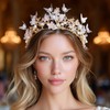 YBSHIN Light Up Gold Butterfly Crowns and Tiaras, Flower Bridal