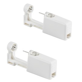 VNIDJGB 2 Pcs Ear Piercing Kit,Painless Safety Self Ear Piercing Gun,Portable Disposable Ears piercing-Kit,with Two Silver Stud Earrings and Tool,for First Time Users or Professionals Alike.(White)