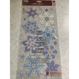 JoAnn Craft Essentials STICKO CATHY B. VELLUM STICKERS 14”x6.5” RAISED & GLITTERED SNOWFLAKES 23 PCS