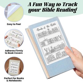 4 Pack Books of The Bible Stickers 5x7 Inch – Bible Reading Tracker, Scripture Study Dashboard, Christian Bible Book Shelf Sticker for Women & Men Bible Study