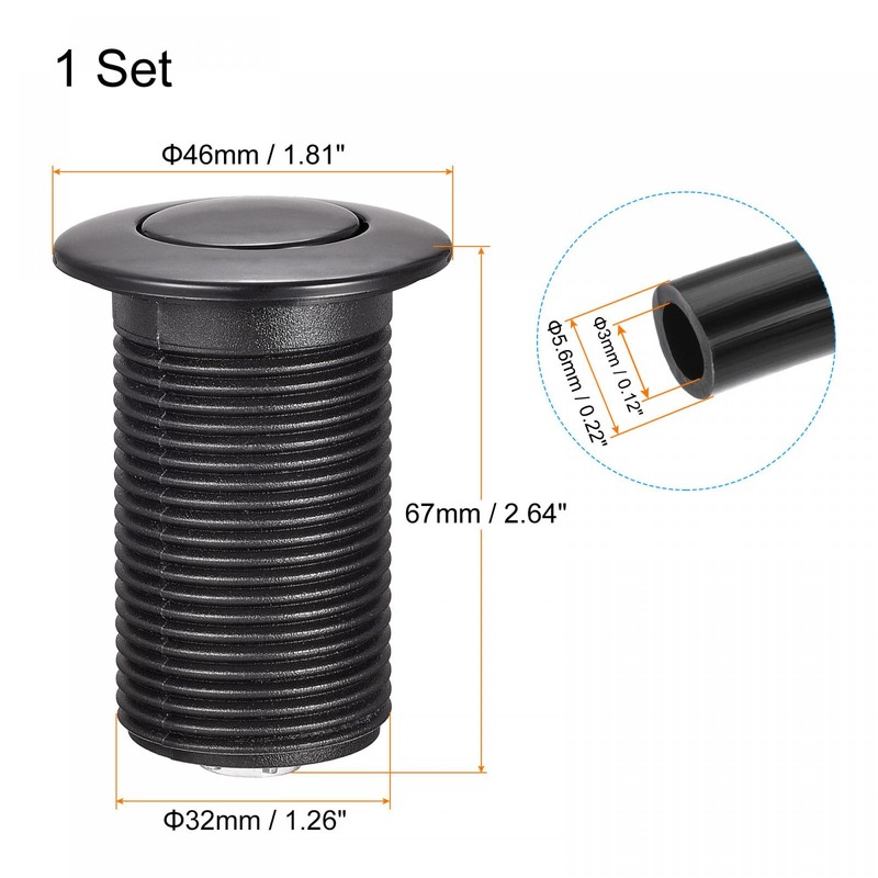 sourcing map Garbage Disposal Air Switch Button 32mm Dia Black,