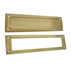 QCAA Solid Brass Mail Slot, with Solid Brass Interior Frame, 13" x 3.625", Polished Brass, 1 Pack, Made in Taiwan