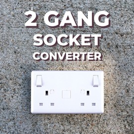 WK Electrical - Double Switched Converter Power Socket, White Moulded, 13 Amp