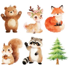 6 pezzi di cuccioli di animali del bosco da 30 cm con supporto, decorazioni per compleanno a tema animali del bosco, accessori per feste, decorazioni per compleanno Animal Fotografia Prop