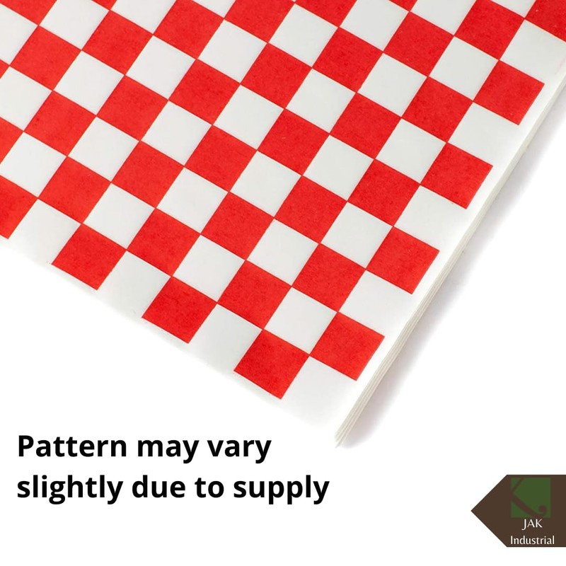 1000 Sheets of Red and White Checkered, Grease - Resistant,