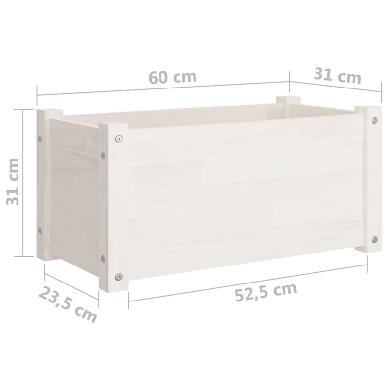 Gecheer Garden Planter White 23.6"x12.2"x12.2" Solid Wood Pine