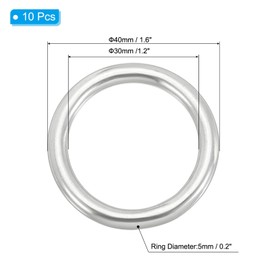 PATIKIL 10 Pcs Metal Rings 1.2 Inch 316 Stainless Steel Rings Marine Grade Multi-Purpose O Rings Welded Round Rings for Macrame, DIY Craft, Hardware, Belt, Dog Leash, 5x30mm