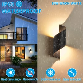 LED Wandleuchte Innen/Außen,10W Außenleuchte Wandlampe,IP65 wasserdichte Außenwandleuchte 3000K Warmweiß Wandbeleuchtung,Modern Up Down Dekorative Wandlichter für Garten,Balkon,Wohnzimmer,Schlafzimmer