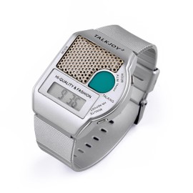 TalkJoy Talking Wrist Watch Silver Clock Alarm Clock Announcement Time at the Touch of a Button Blind Watch Senior Watch Visual Impaired Vision Digital Everyday Aid, silver, Bracelet