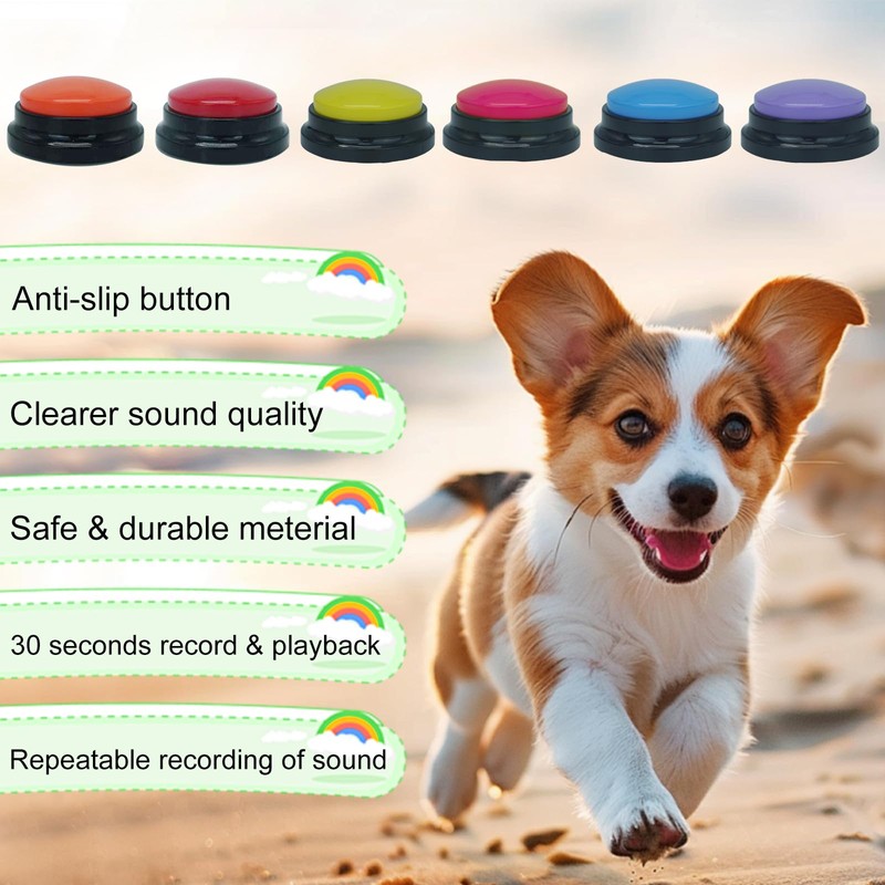Gelabur Set of 6 Dog Buttons for Communication, Voice Recordable