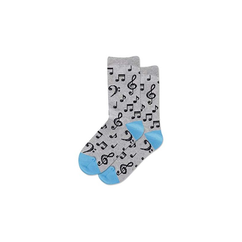 Hotsox Kid's Musical Notes Crew Socks 1 Pair, Grey Heather,