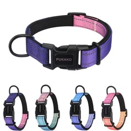 PUKAKO Dog Collar, Dog Collar, Dog Collar, Small Dogs, Medium Dogs, Large Dogs, Adjustable, Night Reflective, Stylish, Mesh, Breathable, Soft Pad, Soft (Purple Gradation, M)