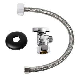 JEAPHA Toilet Connector Plumbing kit，Complete Toilet Set Valve, 1/2 inch NOM Inlet x 3/8 inch OD Compression Outlet Angle Shut Off