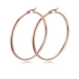 Upeilxd Large Stainless Steel Hoop Earrings for Women Hoop Earrings in Rose Gold Silver Black Colors for Women Hoop Earrings Gifts (30mm, Rose Gold)