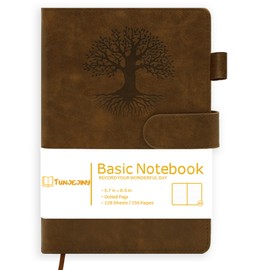 TUNJEJINY Dotted Journal Notebook for Women & Men, Hardcover Leather Journal for writing, A5 College Ruled Notebook for Work & Note Taking, Perfect for Office School Home Supplies, 256 Pages